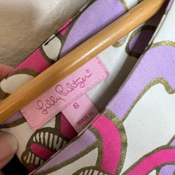 Lily Pulitzer Shauna Tunic Black Pink 3/4 Sleeve Dress 6 - Picture 2 of 12